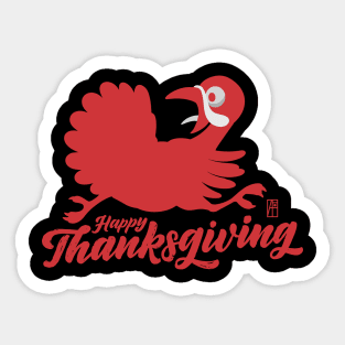 Happy Thanksgiving Day - Funny Turkey - Vintage Sticker